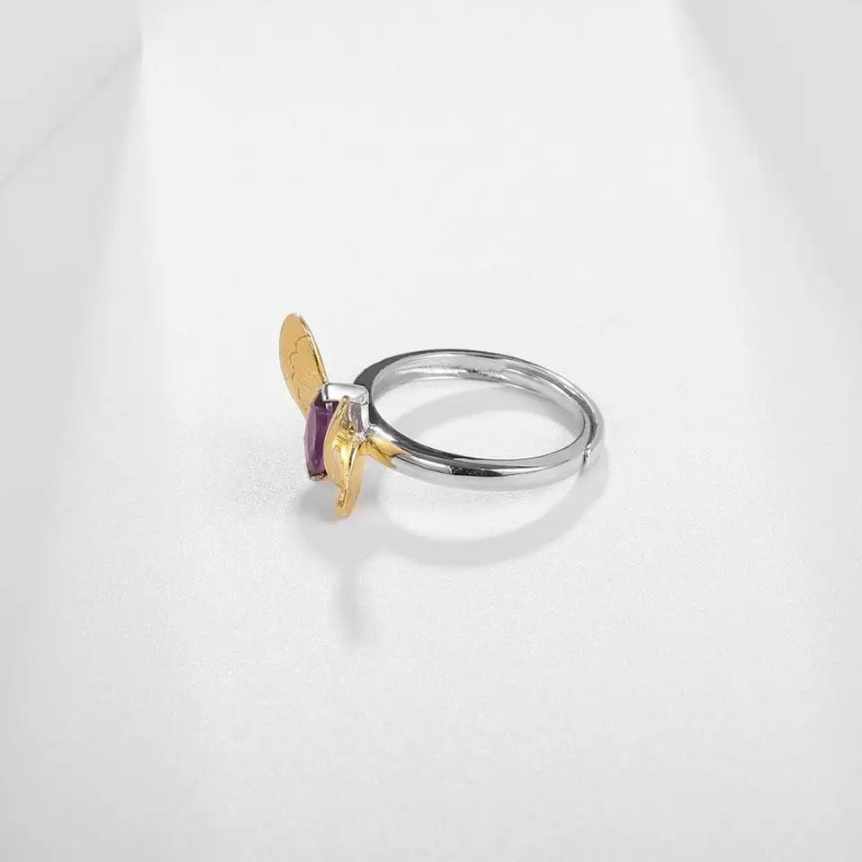 Silver / Golden plated Amethyst Ring