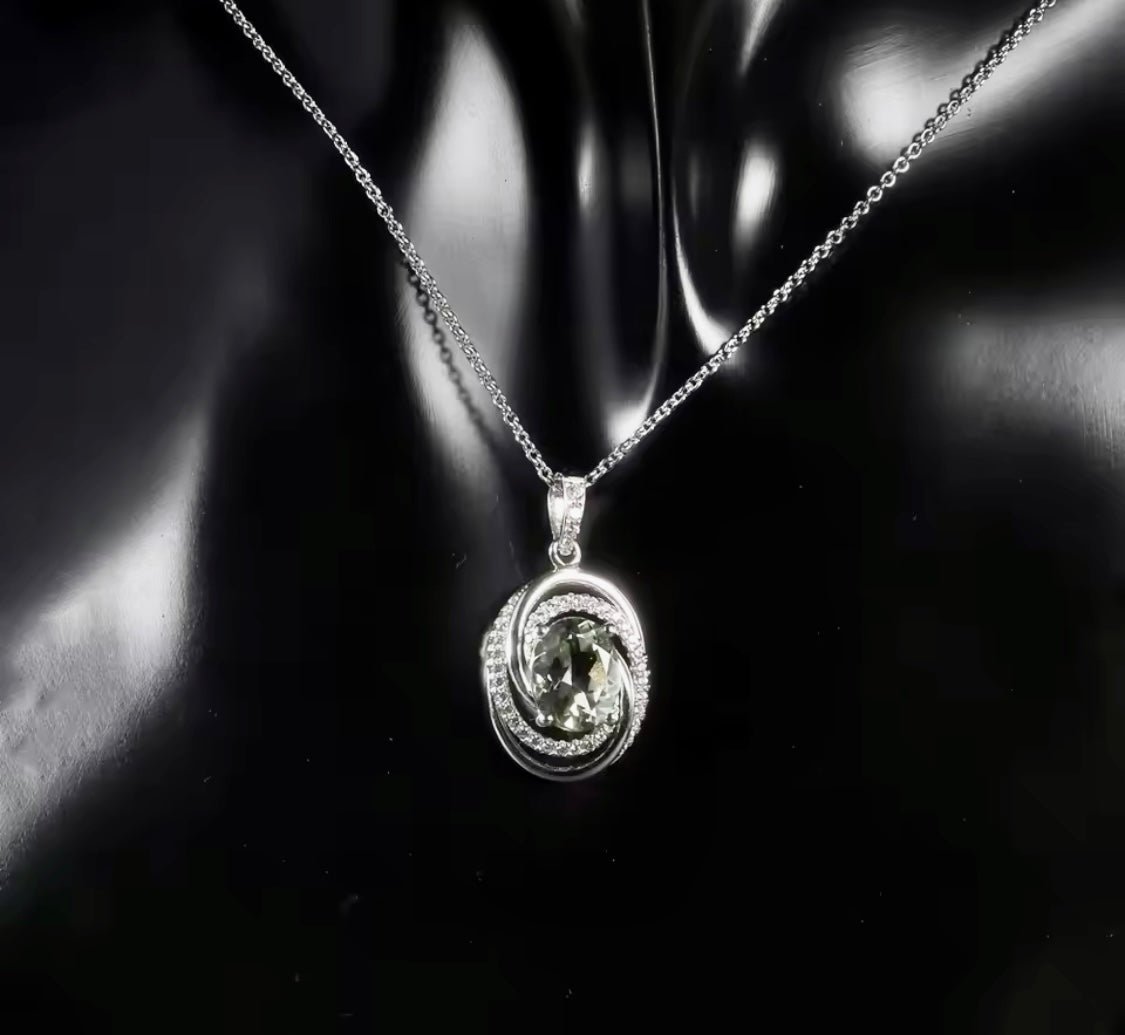 Silver Green Amethyst Pendant – 0.66 ct Natural Prasiolite Necklace