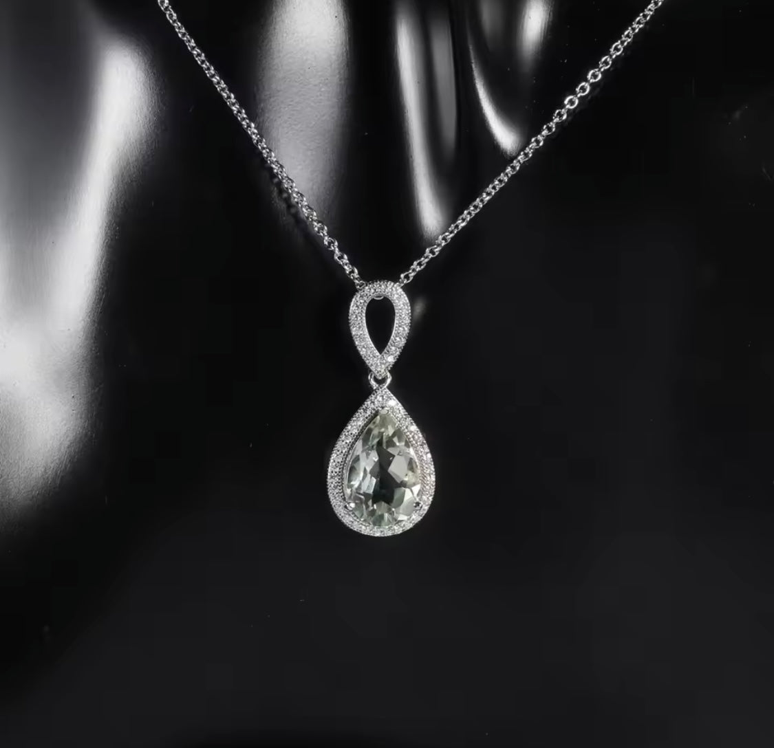 Silver Green Amethyst Pendant – 0.75 ct Natural Prasiolite Necklace