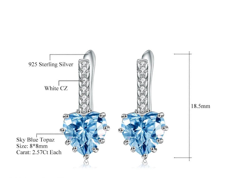 Silver Heart Shaped 5.14 ct Topaz Earrings