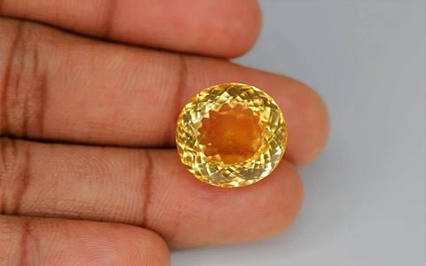 Silver Pendant with Natural Citrine 21.18 ct – Round Cut, AGR Certified