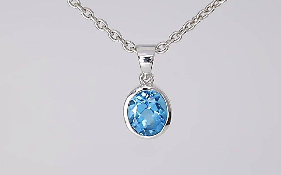 Silver Pendant with Swiss Blue Topaz 6.33 ct