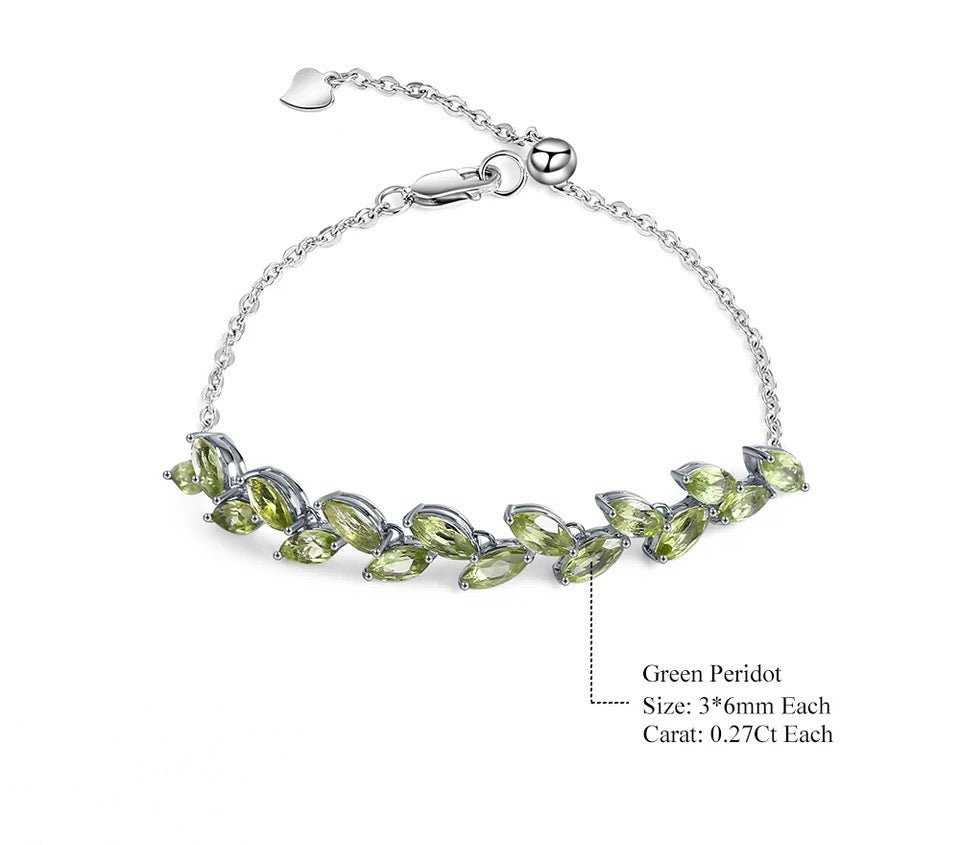 Silver Peridot Bracelet 4.37 ct – Natural Gemstones, Elegant Design