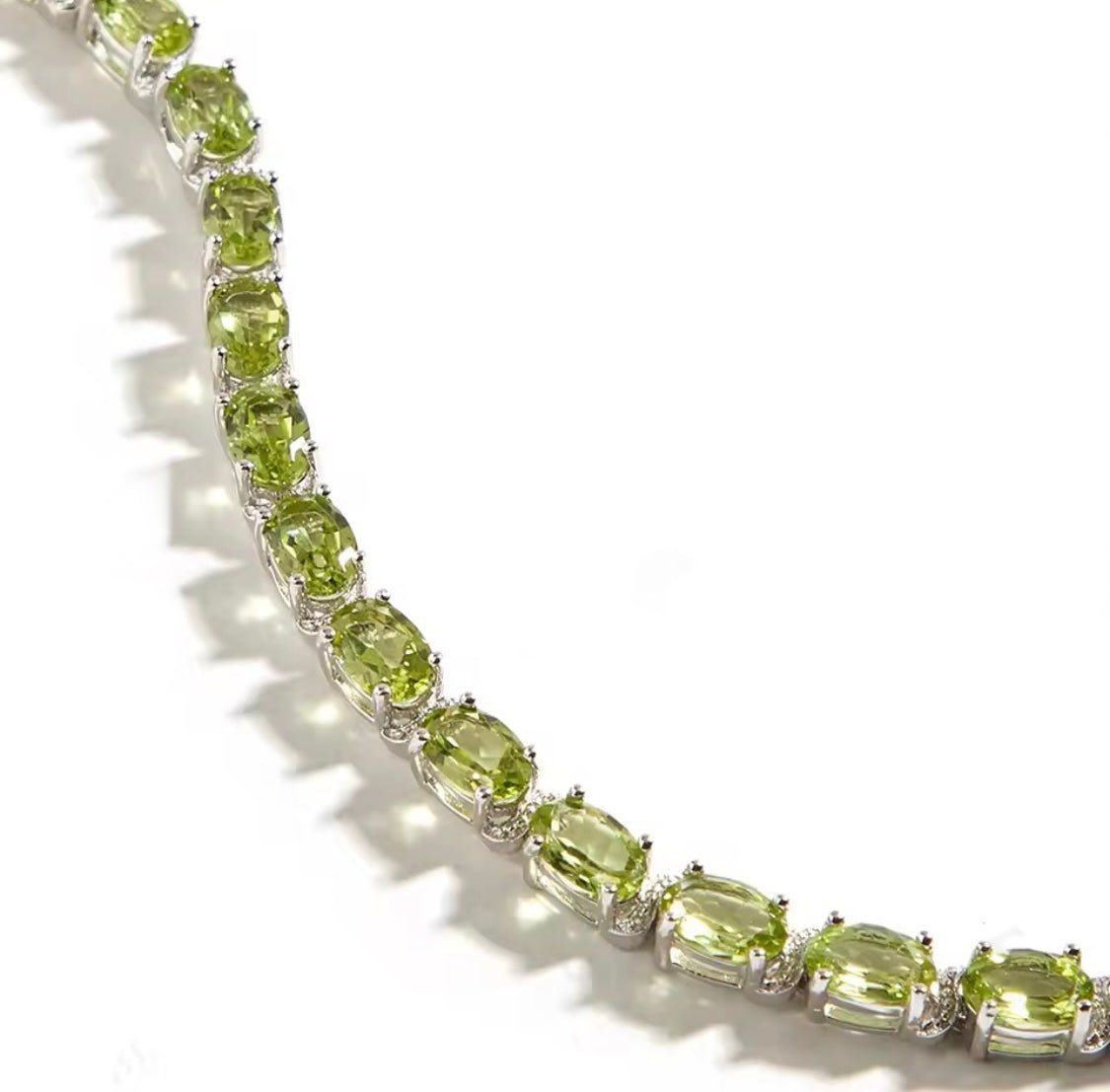 Silver Peridot Bracelet – Oval Cut, Natural Gemstones