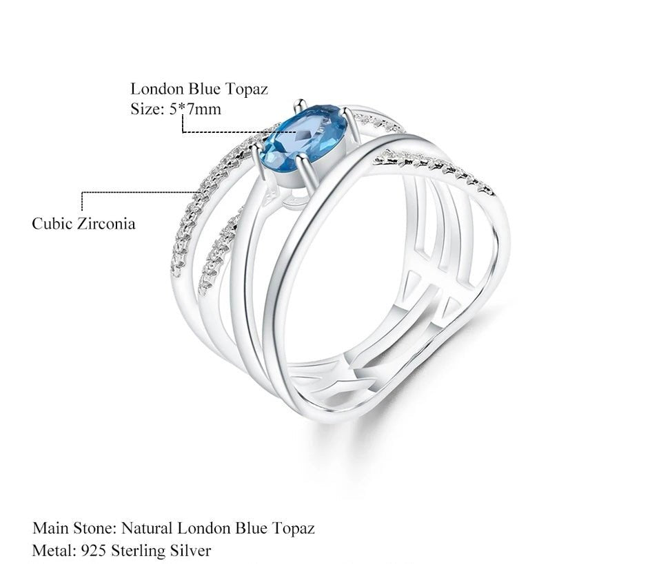 Silver Ring 0.95 ct London Blue Topaz