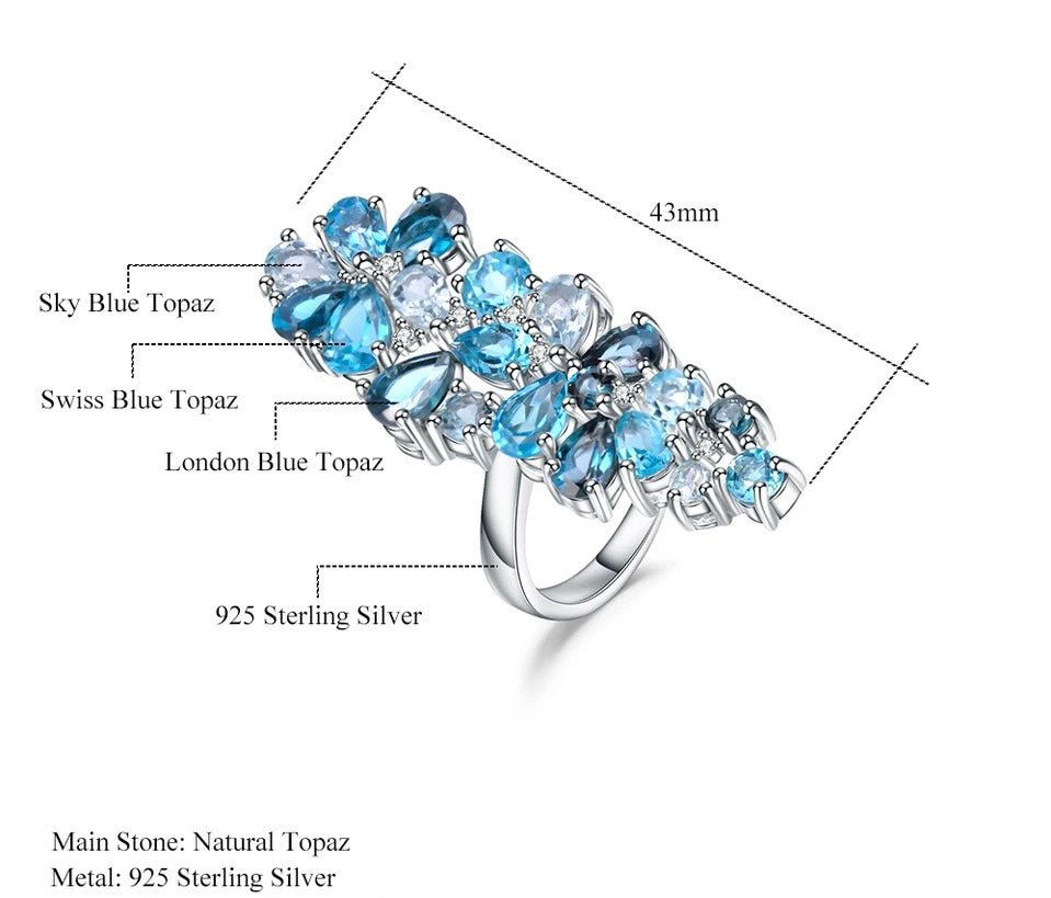 Silver Ring 10.07 ct Blue Topaz