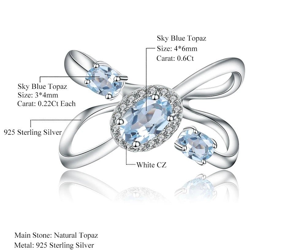 Silver Ring 1.04 ct Sky Blue Topaz