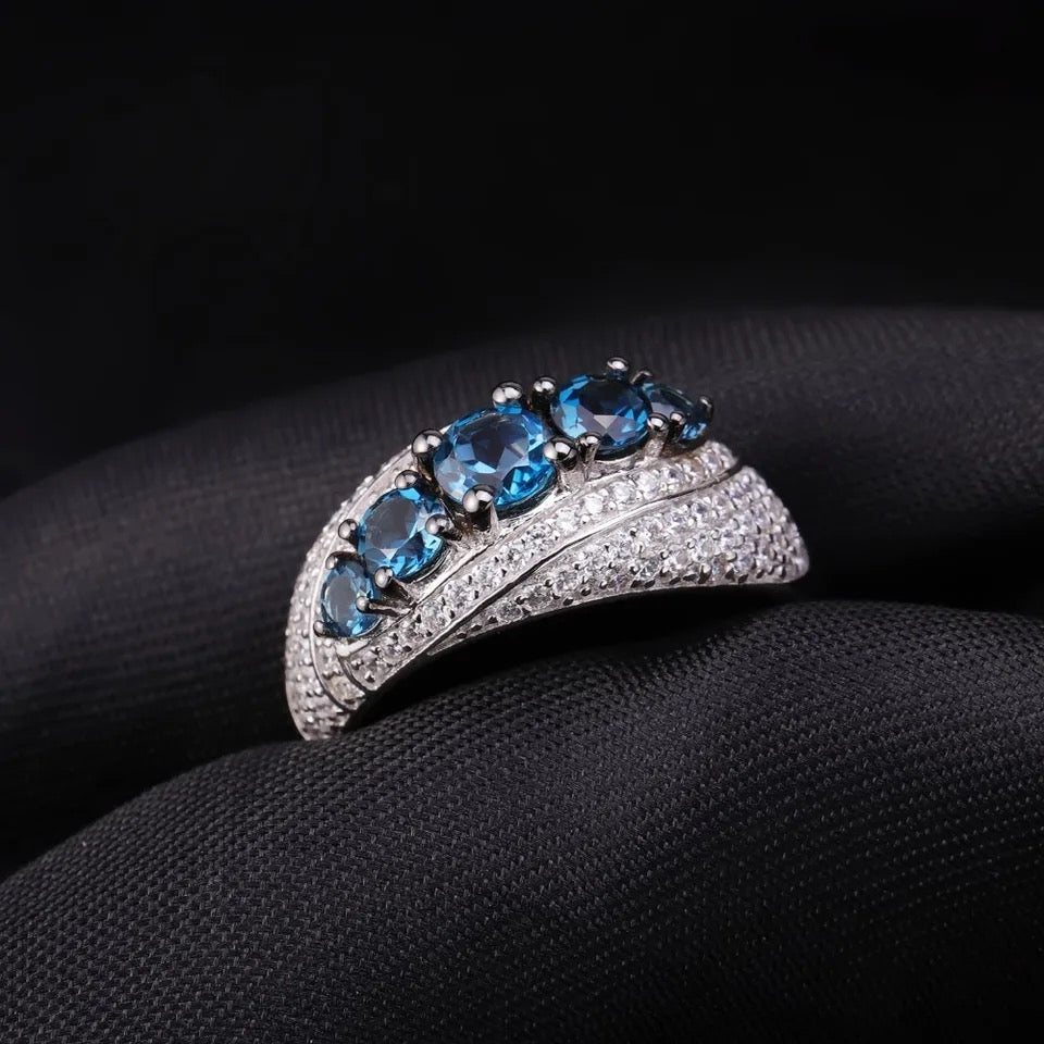 Silver Ring 1.58 ct London Blue Topaz