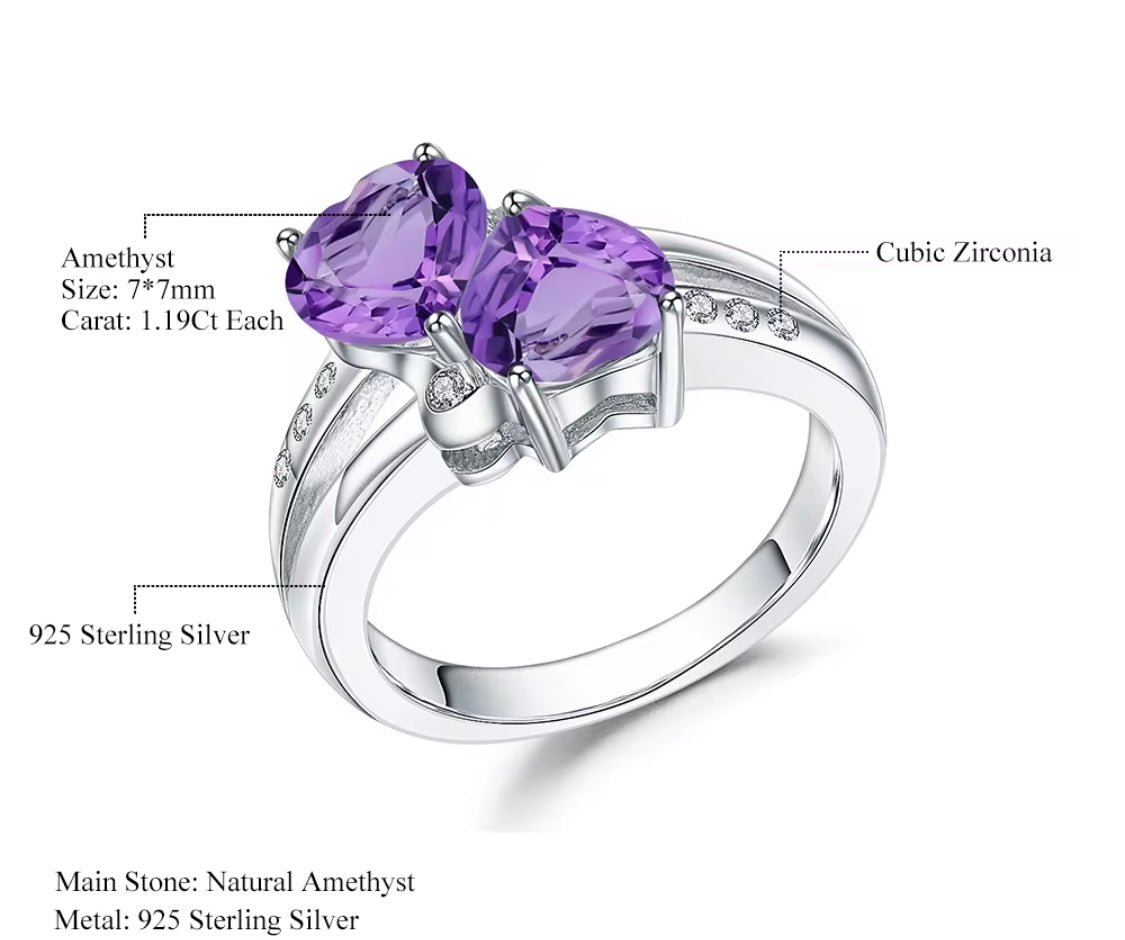 Silver Ring 2.38 ct Amethyst