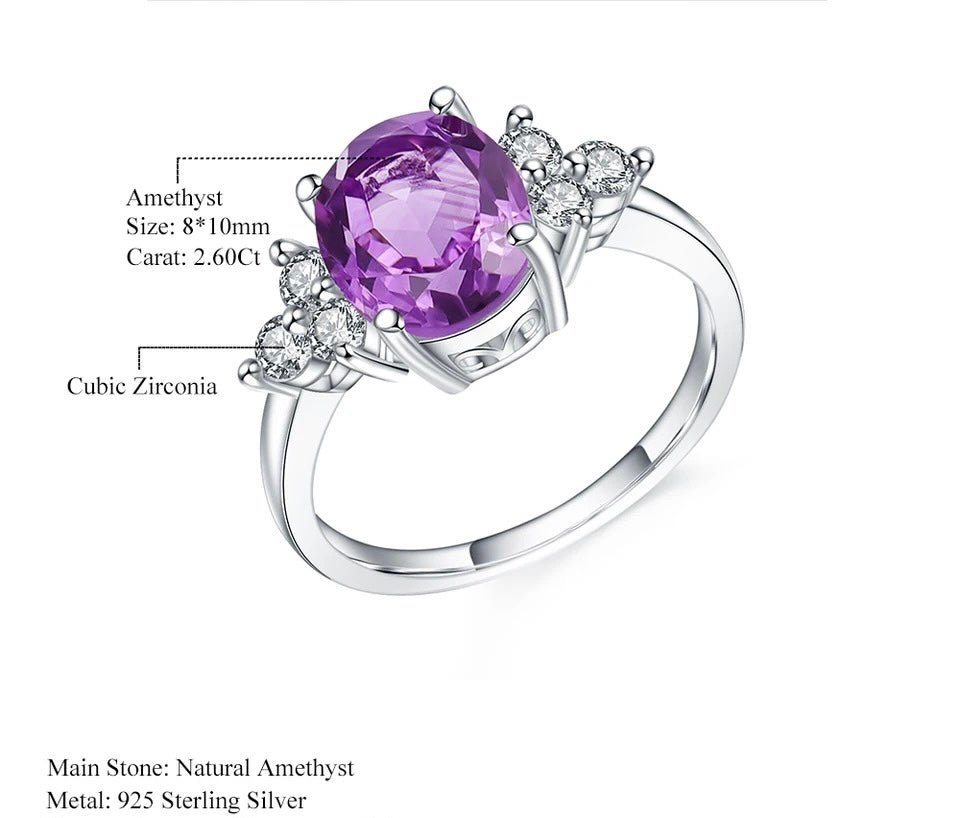 Silver Ring 2.60 ct Amethyst