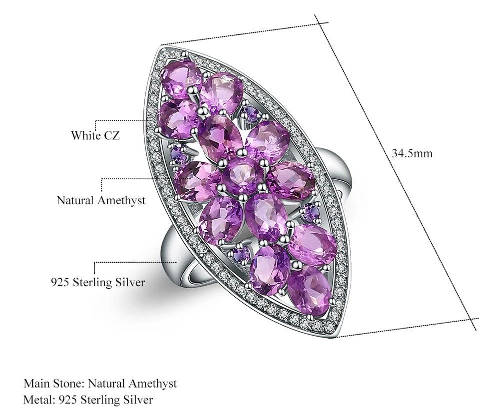 Silver Ring 5.64 ct Amethyst