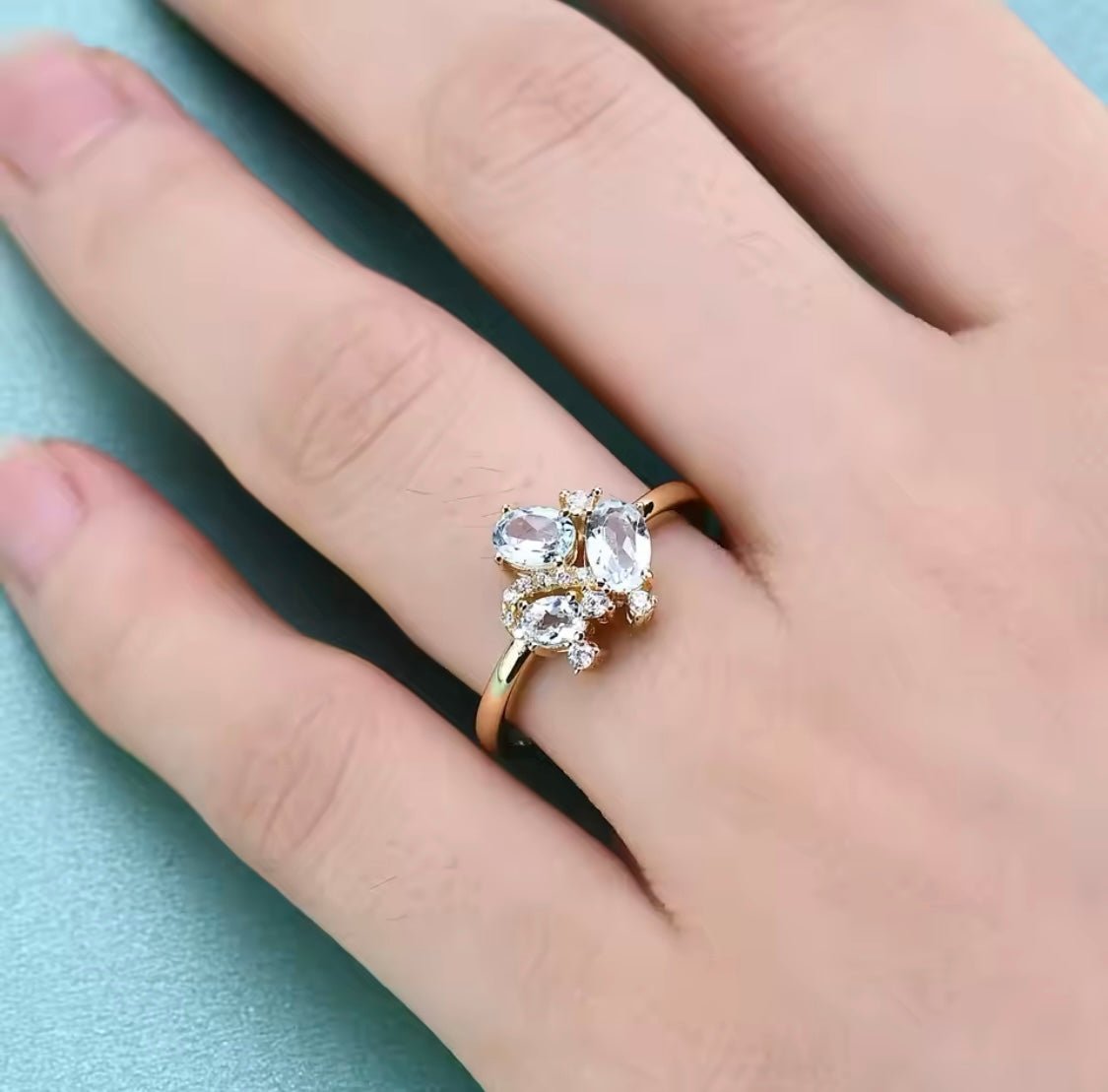 Silver Ring Sky Blue Topaz (Gold Plated)