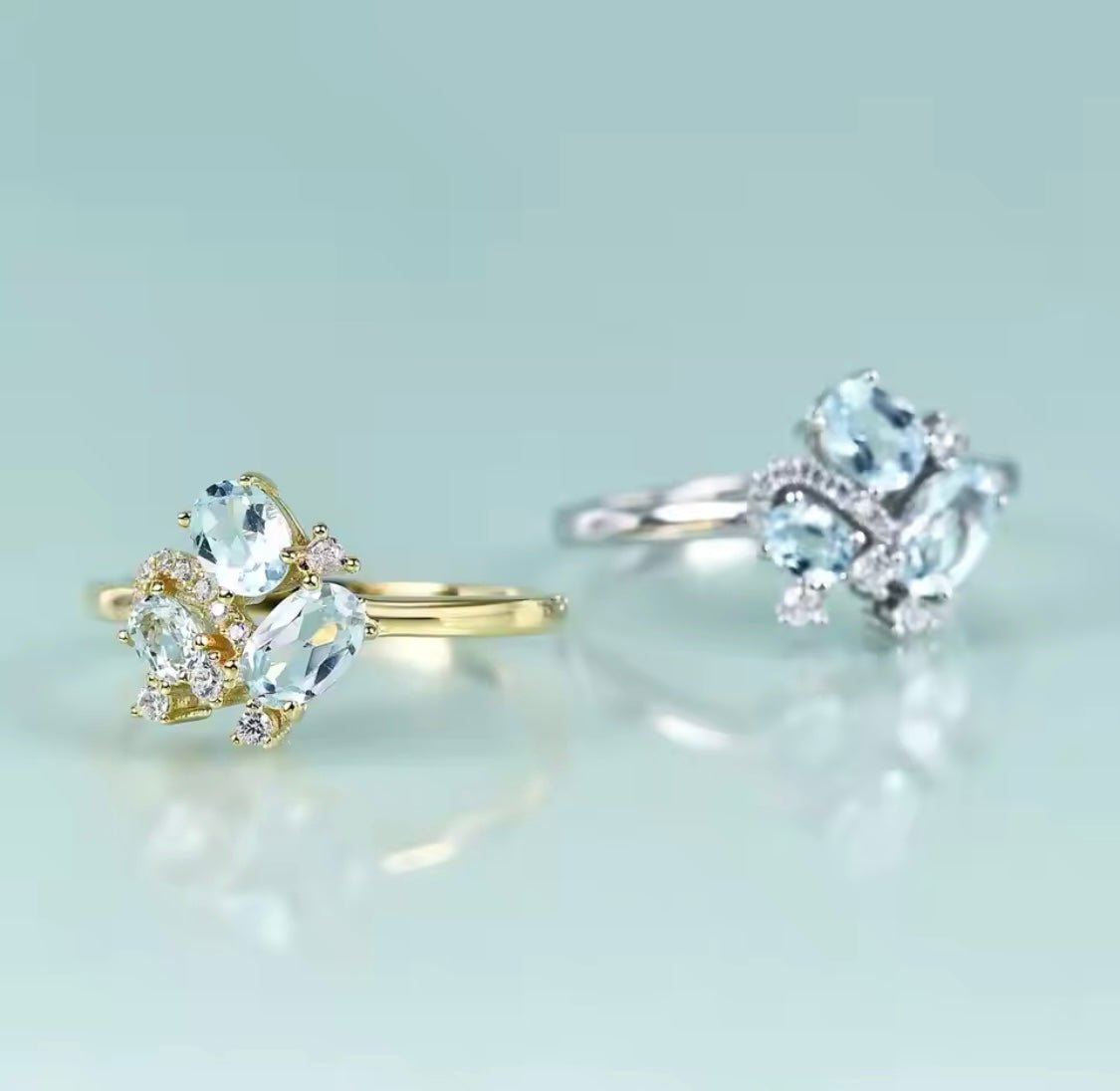 Silver Ring Sky Blue Topaz (Gold Plated)