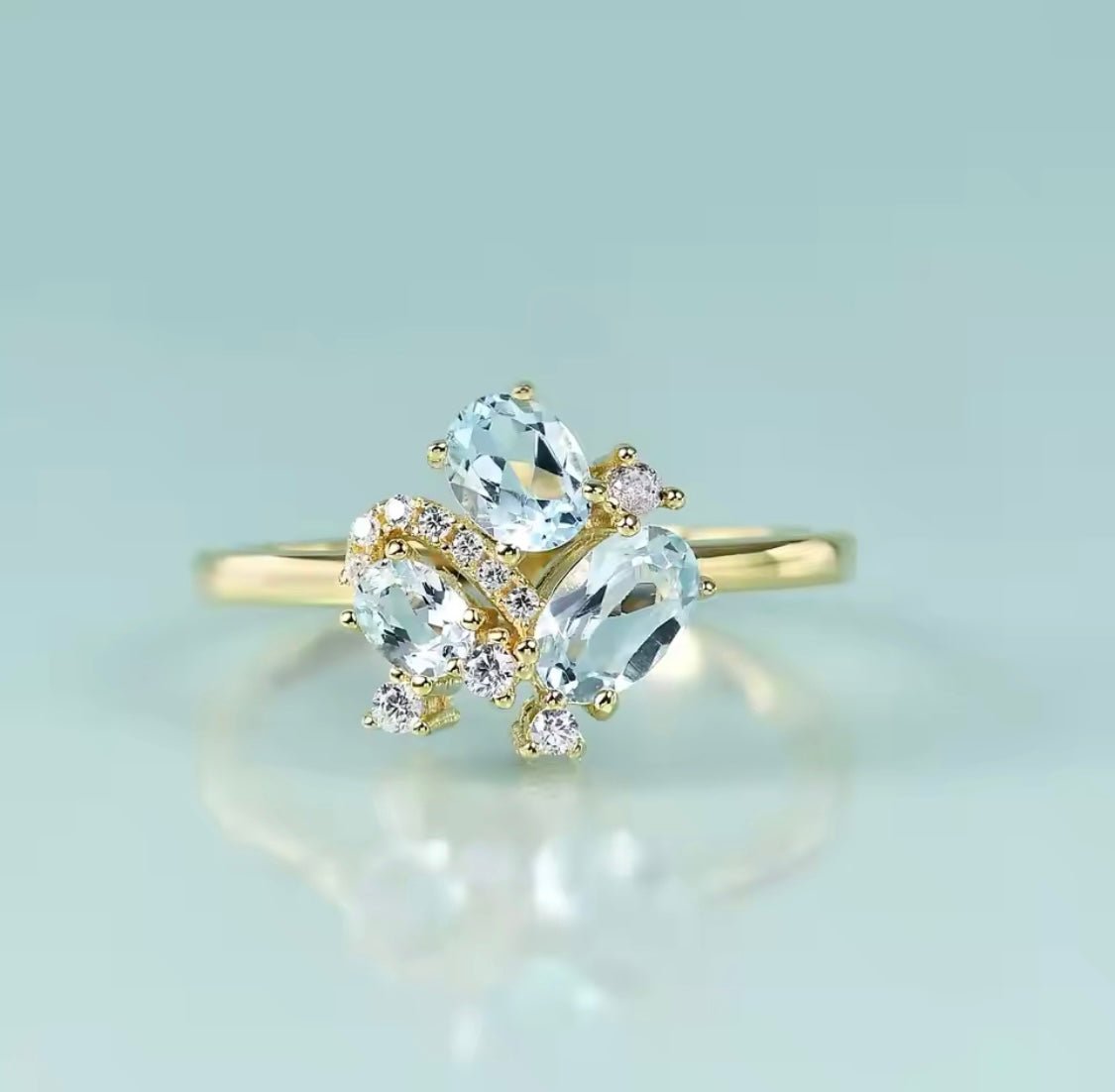 Silver Ring Sky Blue Topaz (Gold Plated)