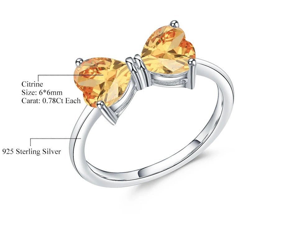 Silver Ring with Natural Citrine 1.56 ct – Heart Cut Double Gemstone