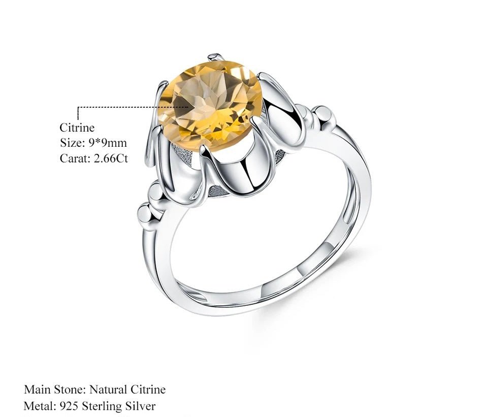 Silver Ring with Natural Citrine 2.66 ct – Round Cut