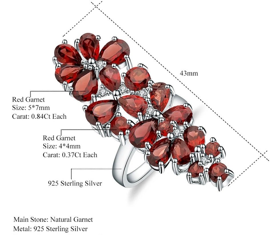 Silver Ring with Natural Garnet 10.56 ct – Pear Cut