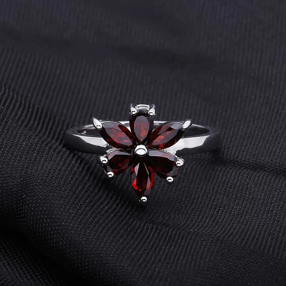 Silver Ring with Natural Garnet 1.86 ct – Marquise & Water Drop Cut