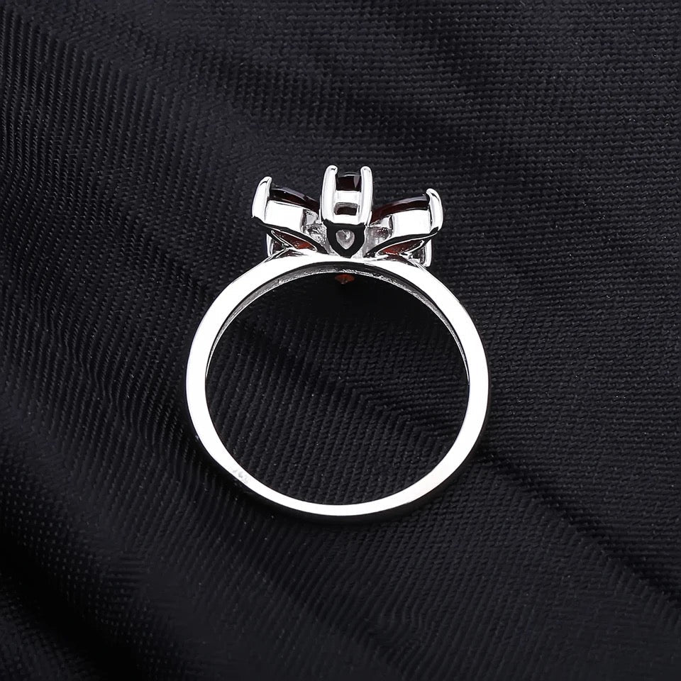 Silver Ring with Natural Garnet 1.86 ct – Marquise & Water Drop Cut