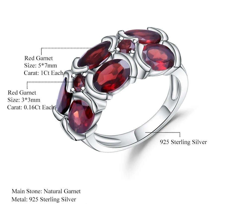 Silver Ring with Natural Garnet 6.13 ct – Oval Cut