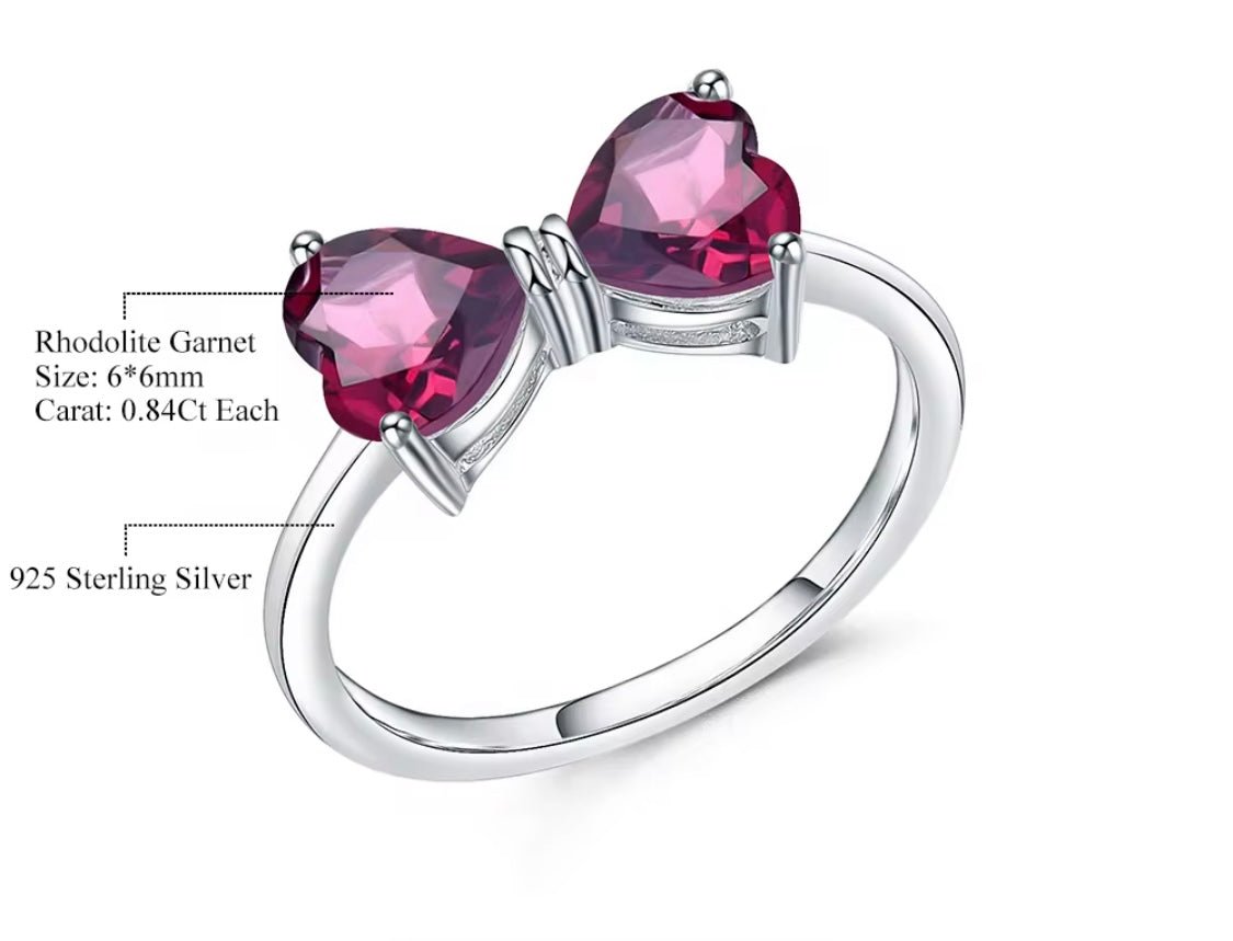Silver Ring with Natural Rhodolite Garnet 1.56 ct – Heart Cut