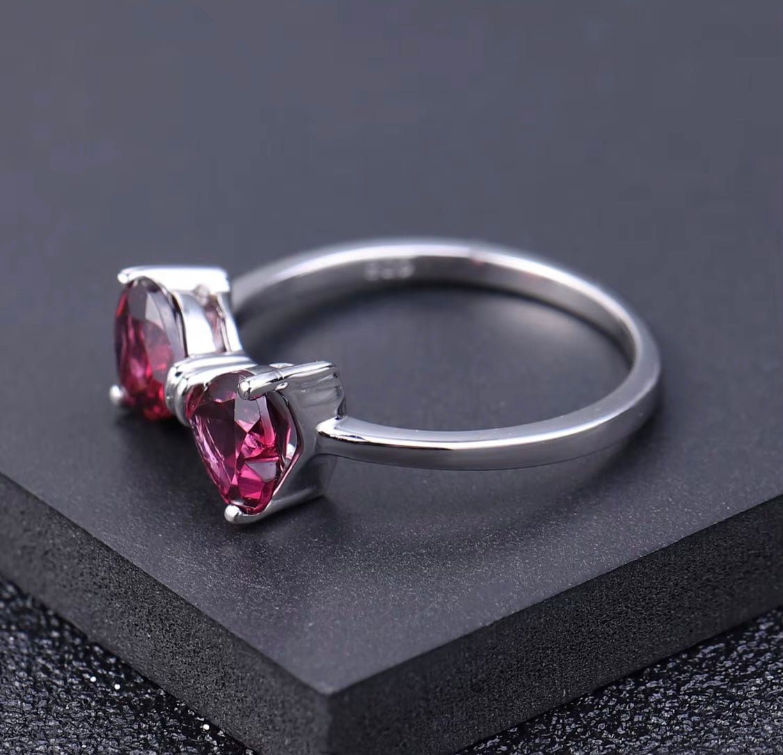 Silver Ring with Natural Rhodolite Garnet 1.56 ct – Heart Cut