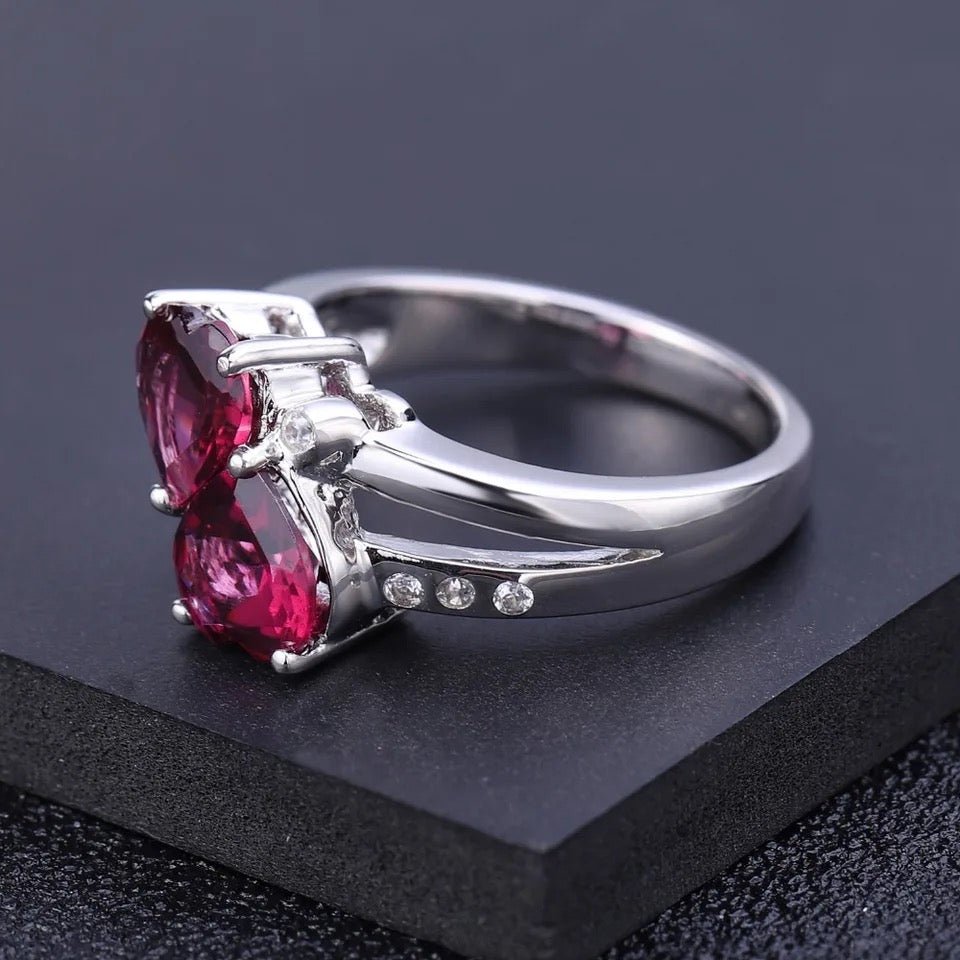 Silver Ring with Natural Rhodolite Garnet 2.94 ct – Heart Cut