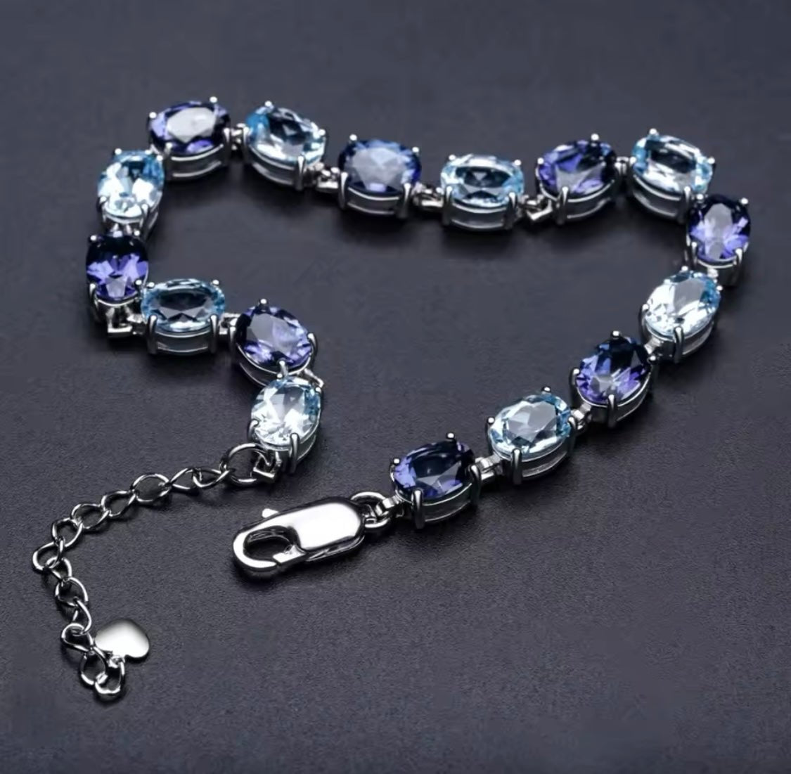 Silver Sky Blue Topaz 12.64 ct + Mystic Quartz 10.32 ct Bracelet