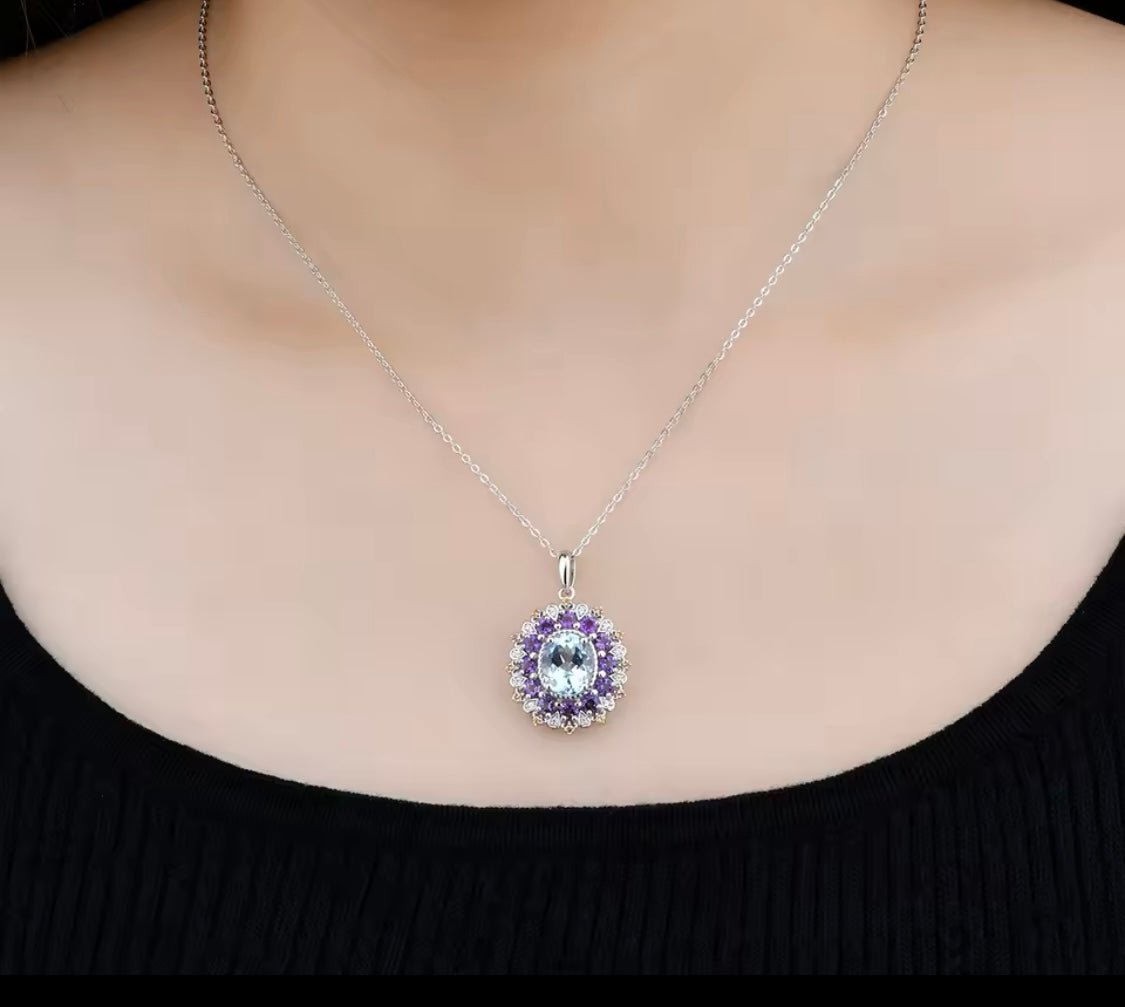 Silver Sky Blue Topaz / Amethyst 4.50 ct Pendant