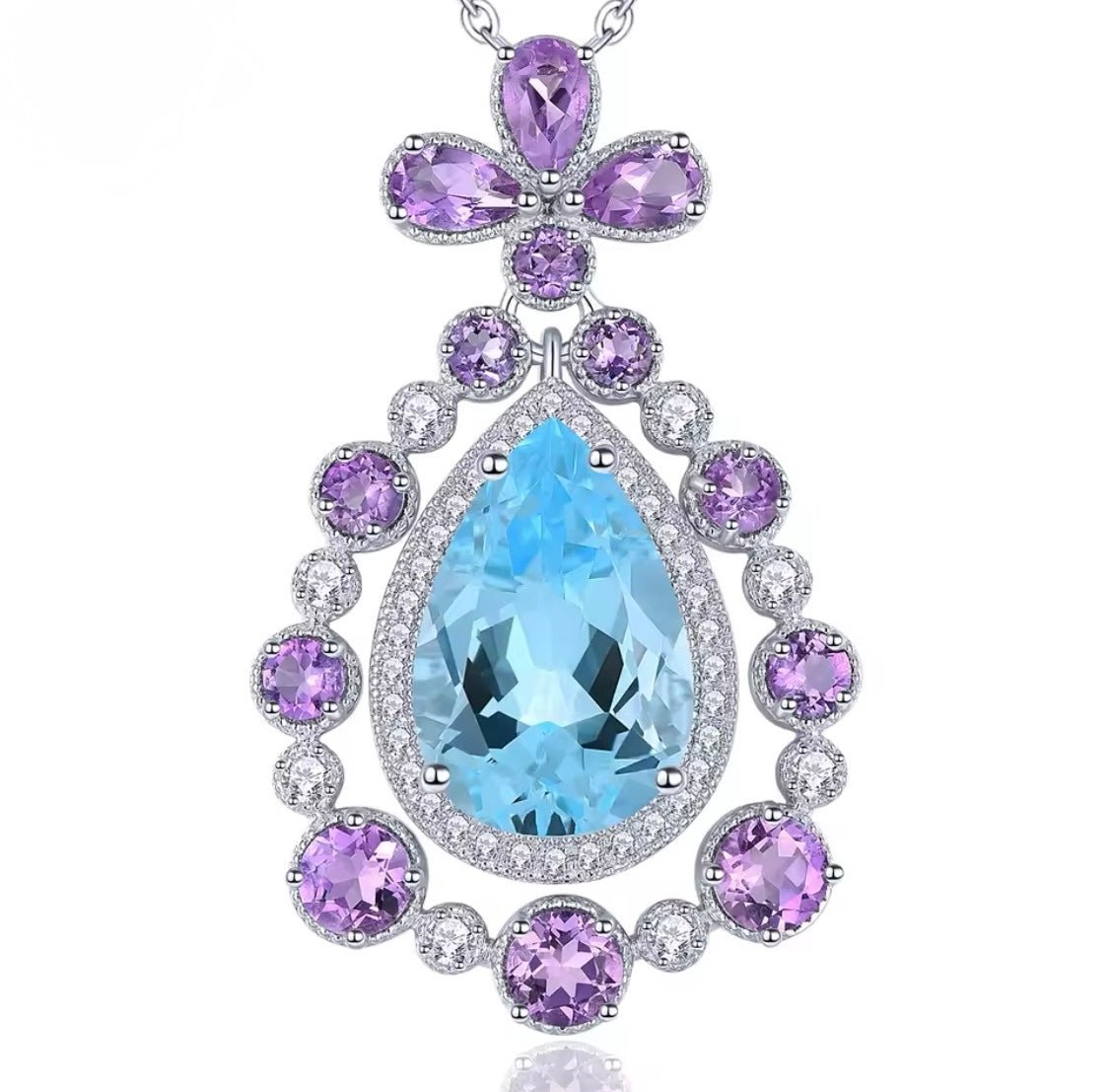 Silver Sky Blue Topaz / Amethyst 9.00 ct Pendant
