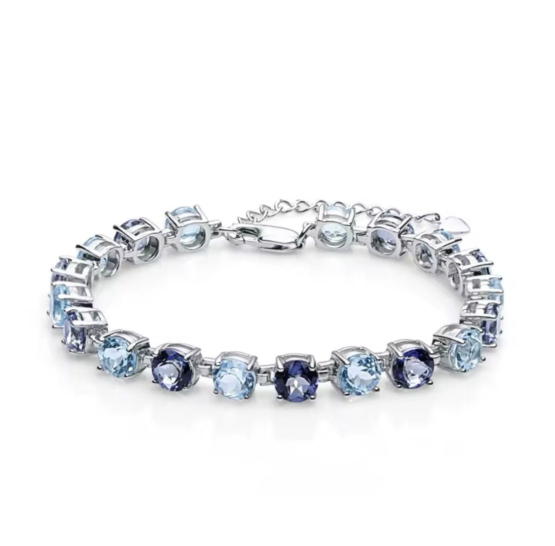 Silver Sky Blue Topaz + Mystic Quartz Bracelet