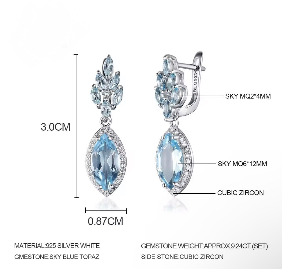 Sky Blue Topaz 9.24ct Silver Set