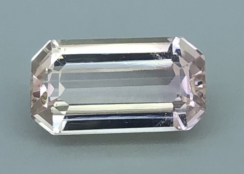 Spodumene 12.58 ct – Pinkish Light Yellow, Rectangular Cut, HGTL Certified