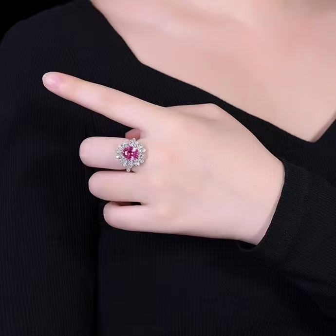 Unheated Pink Sapphire Ring 3.05 ct – 18K White Gold with Diamonds