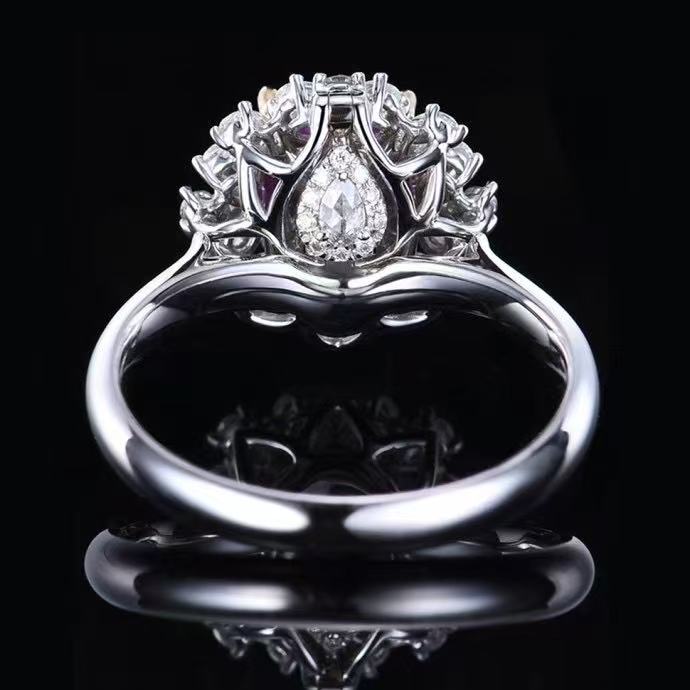 Unheated Purple Sapphire Ring 1.55 ct – 18K White Gold with Diamonds