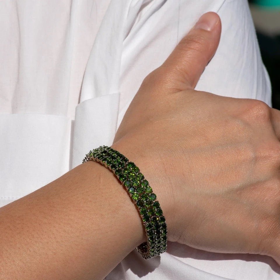 Unisex Silver Peridot Bracelet 8.16 ct – Oval Cut