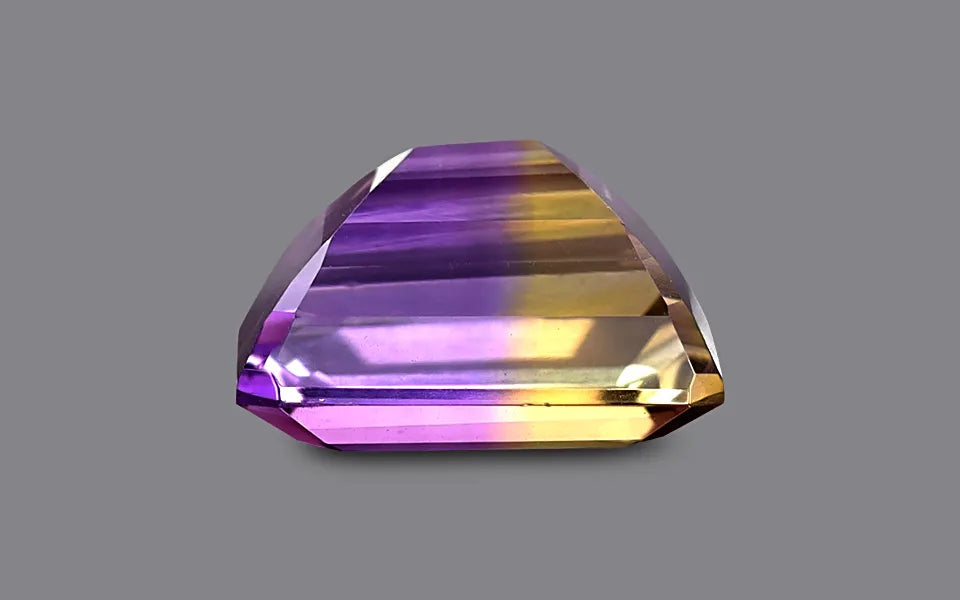 Natural ametrine, yellow,violet, emerald cut, loose gemstone.