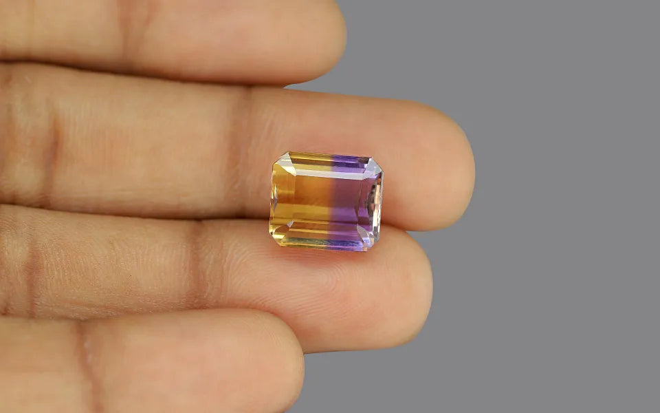 Natural ametrine, violet/yellow, emerald cut, 8.66 ct, loose gemstone, view 2.