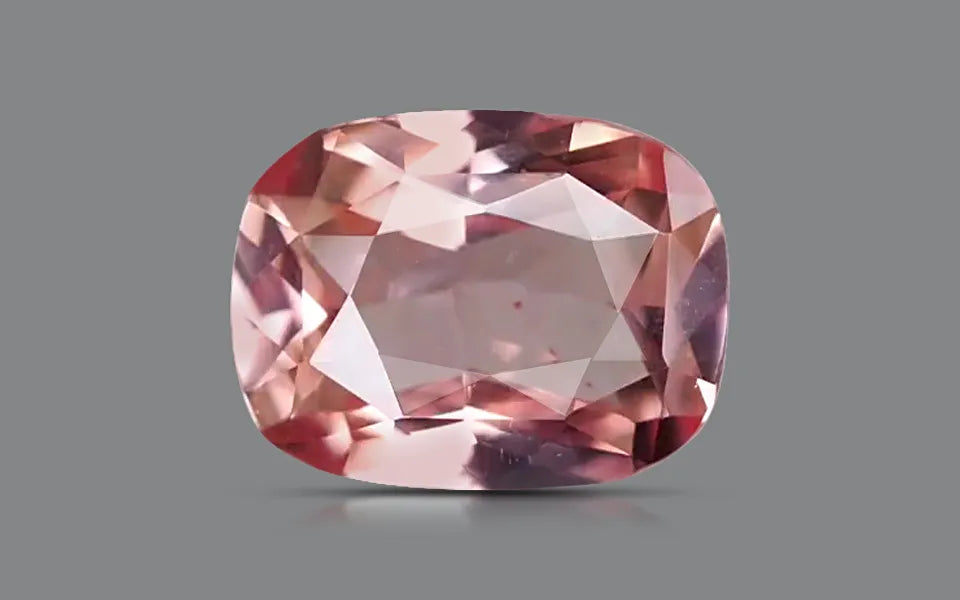 Natural sapphire, pinkish orange, cushion cut, 1.32 ct, loose gemstone.