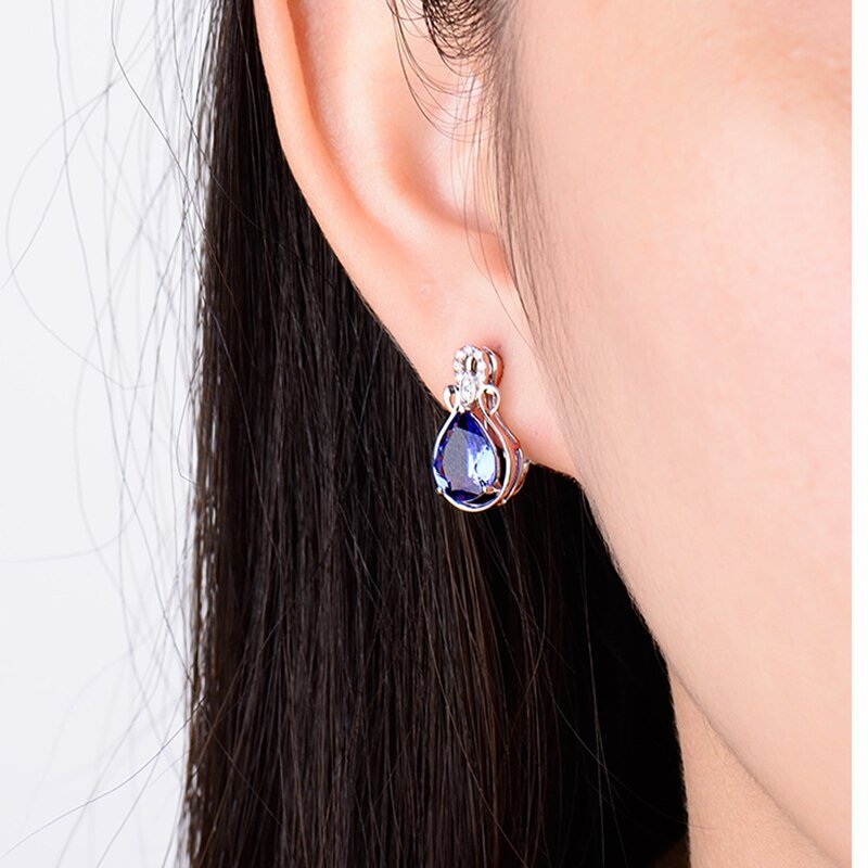 14K Gold 2.79ct Tanzanite Earrings with Diamonds