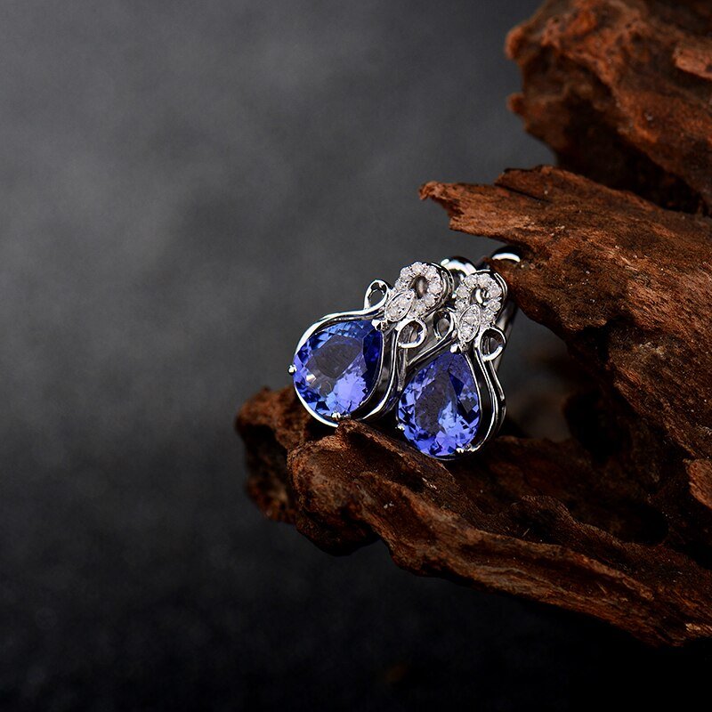 14K Gold 2.79ct Tanzanite Earrings with Diamonds