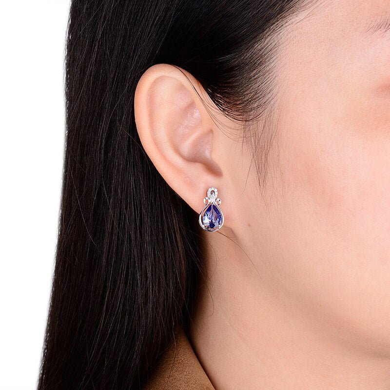 14K Gold 2.79ct Tanzanite Earrings with Diamonds