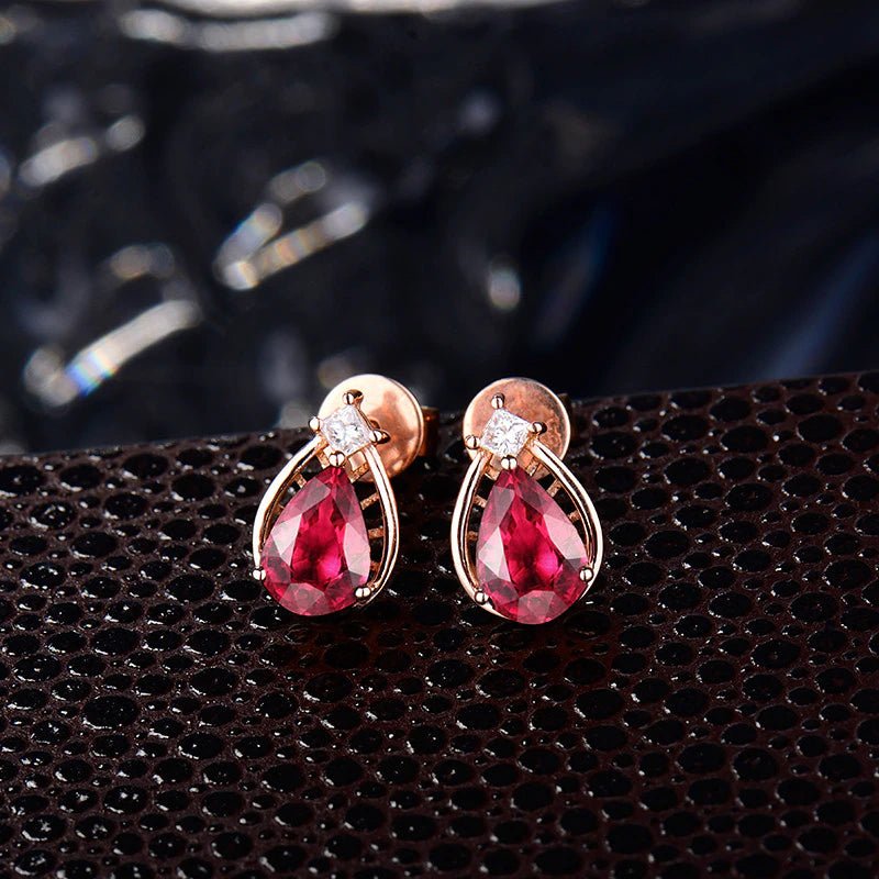 14K Rose Gold 0.83ct Tourmaline Earrings with Diamonds