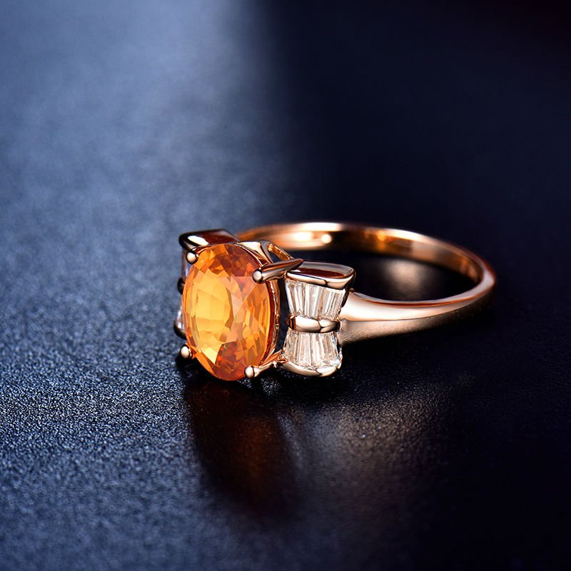 14K Rose Gold 1.89ct Yellow Sapphire Ring with Diamonds