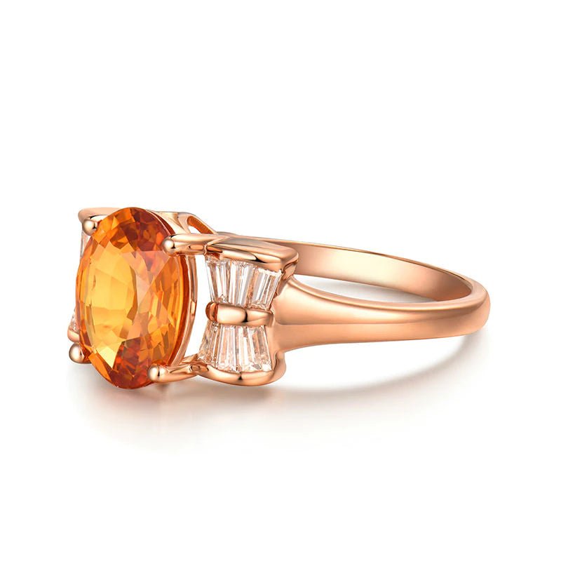 14K Rose Gold 1.89ct Yellow Sapphire Ring with Diamonds