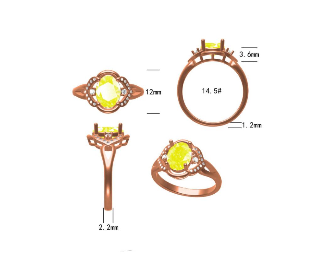 14K Rose Gold 2.24ct Yellow Sapphire Ring with Diamonds