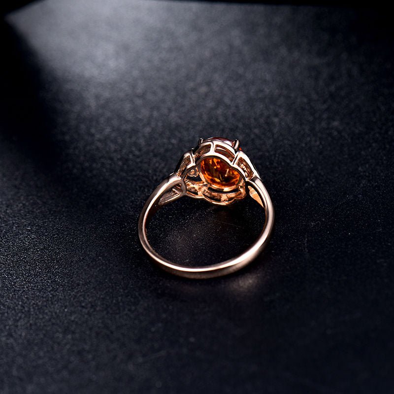 14K Rose Gold 2.24ct Yellow Sapphire Ring with Diamonds