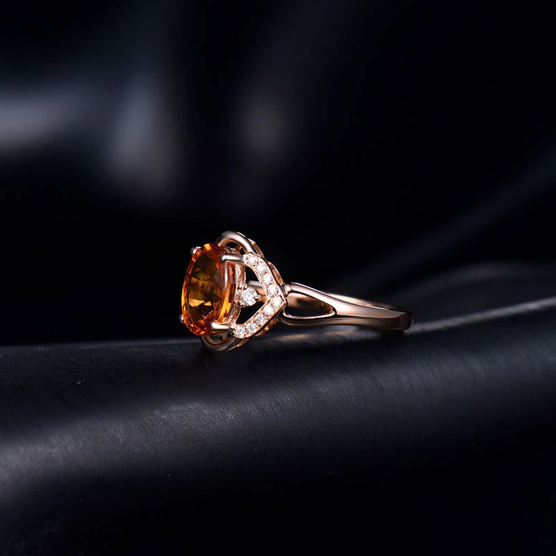14K Rose Gold 2.24ct Yellow Sapphire Ring with Diamonds
