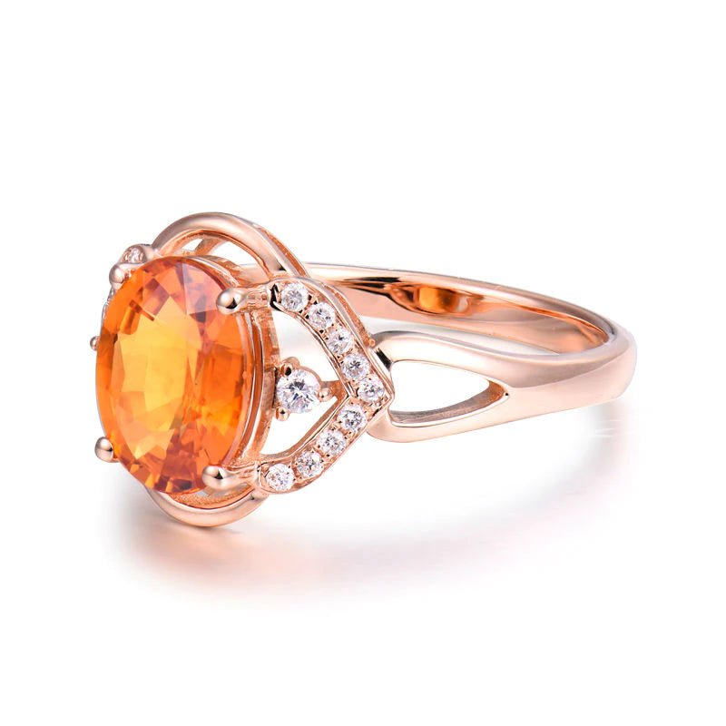 14K Rose Gold 2.24ct Yellow Sapphire Ring with Diamonds