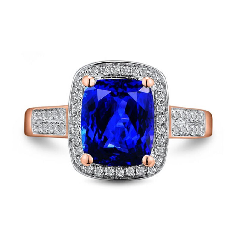 14k Rose Gold 2.87ct Tanzanite Ring with Diamonds
